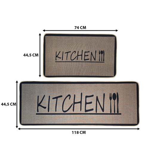 Set 2 Alfombras De Cocina Goma Antideslizante Diseño Kitchen