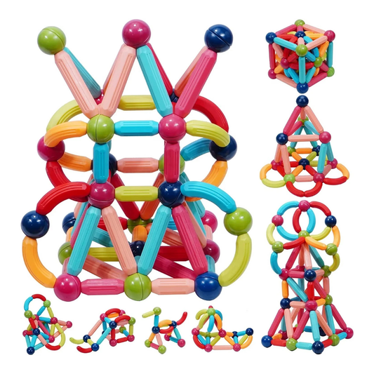Juego Varillas de Construccion Magnetico Didactico 164 Piezas