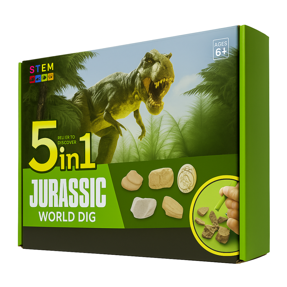 Kit De Excavación Jurassic 5 En 1 Juguete Educativo Infantil