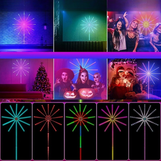 Kit Luces Fuegos Artificiales Rgb Decoracion Navidad Led