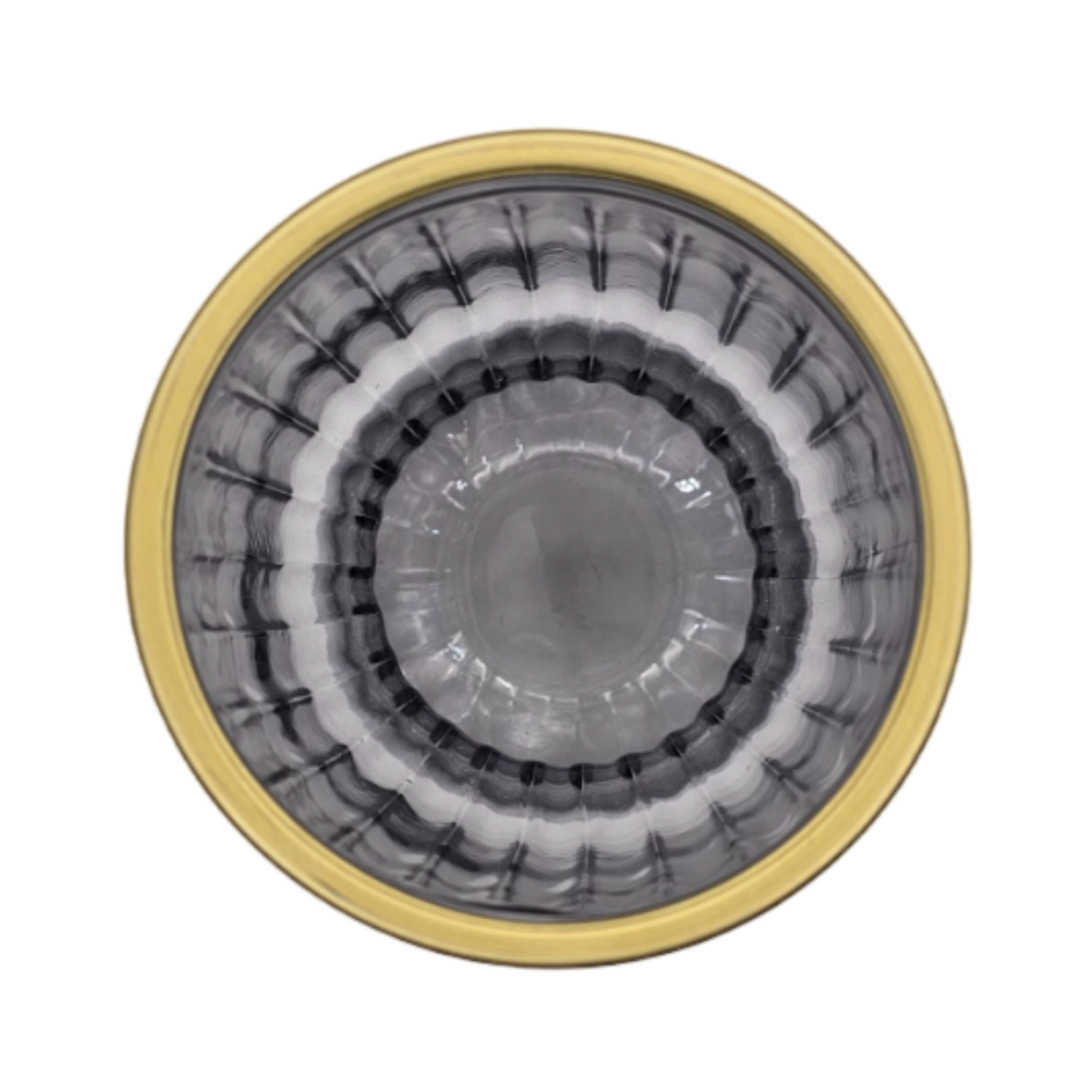 Florero Decorativo De Vidrio Con Diseño Borde Dorado Gris