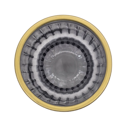 Florero Decorativo De Vidrio Con Diseño Borde Dorado Gris