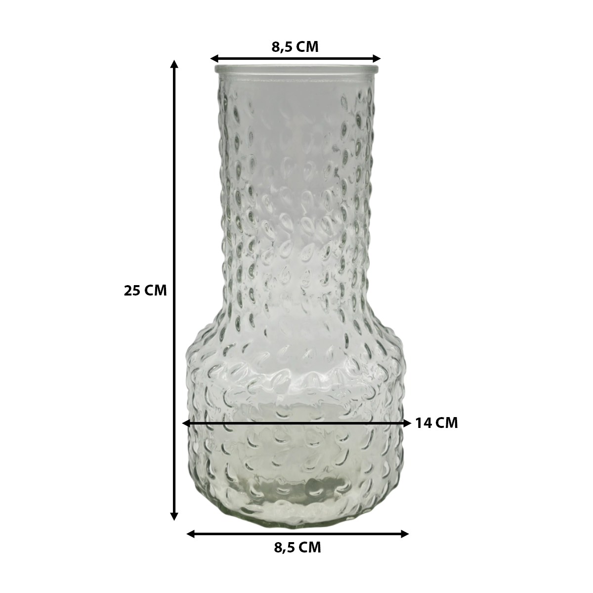 Florero Decorativo De Vidrio Con Diseño Base Ancha Blanco 25