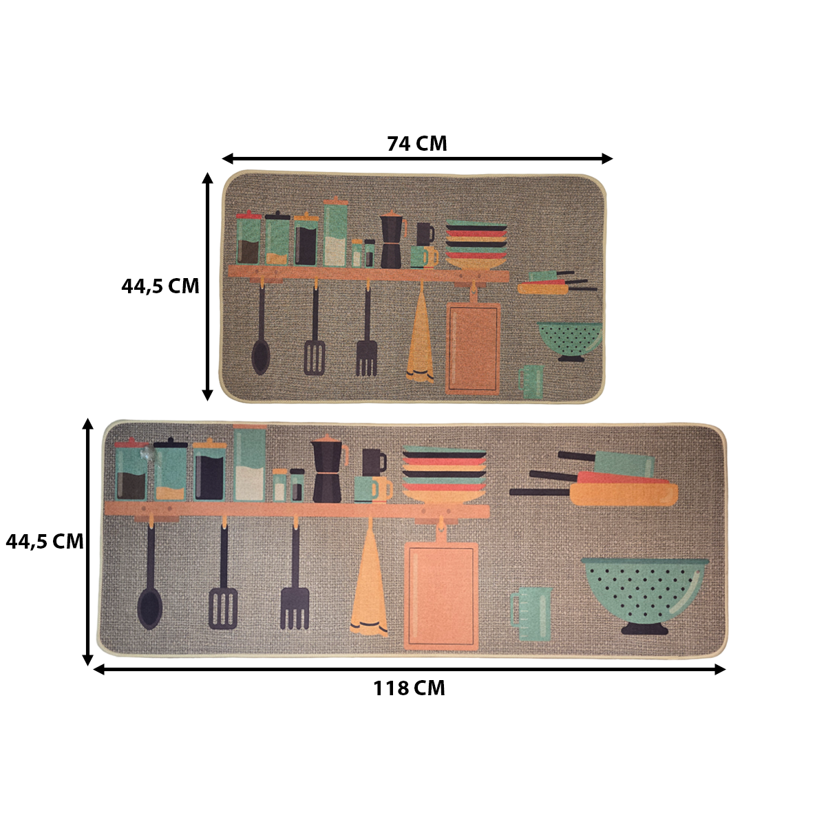 Set 2 Alfombras De Cocina Goma Antideslizante Diseño Cocina