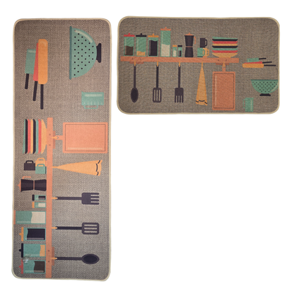 Set 2 Alfombras De Cocina Goma Antideslizante Diseño Cocina