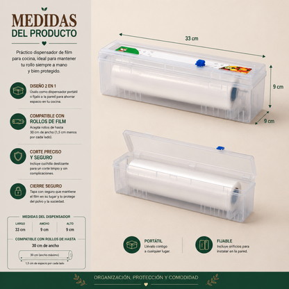 Dispensador De Papel Alusa Cortador Film Porta Rollos