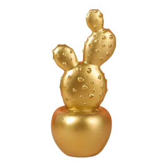 Adorno Cactus De Resina Dorado Decoracion Mesa Oficina D1