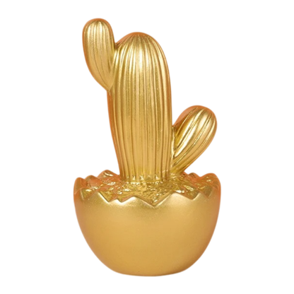 Adorno Cactus De Resina Dorado Decoracion Mesa Oficina D3