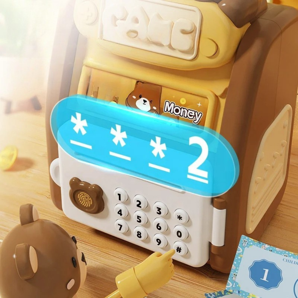 Alcancia Caja Fuerte Kawaii Clave Huella Digital Infantil