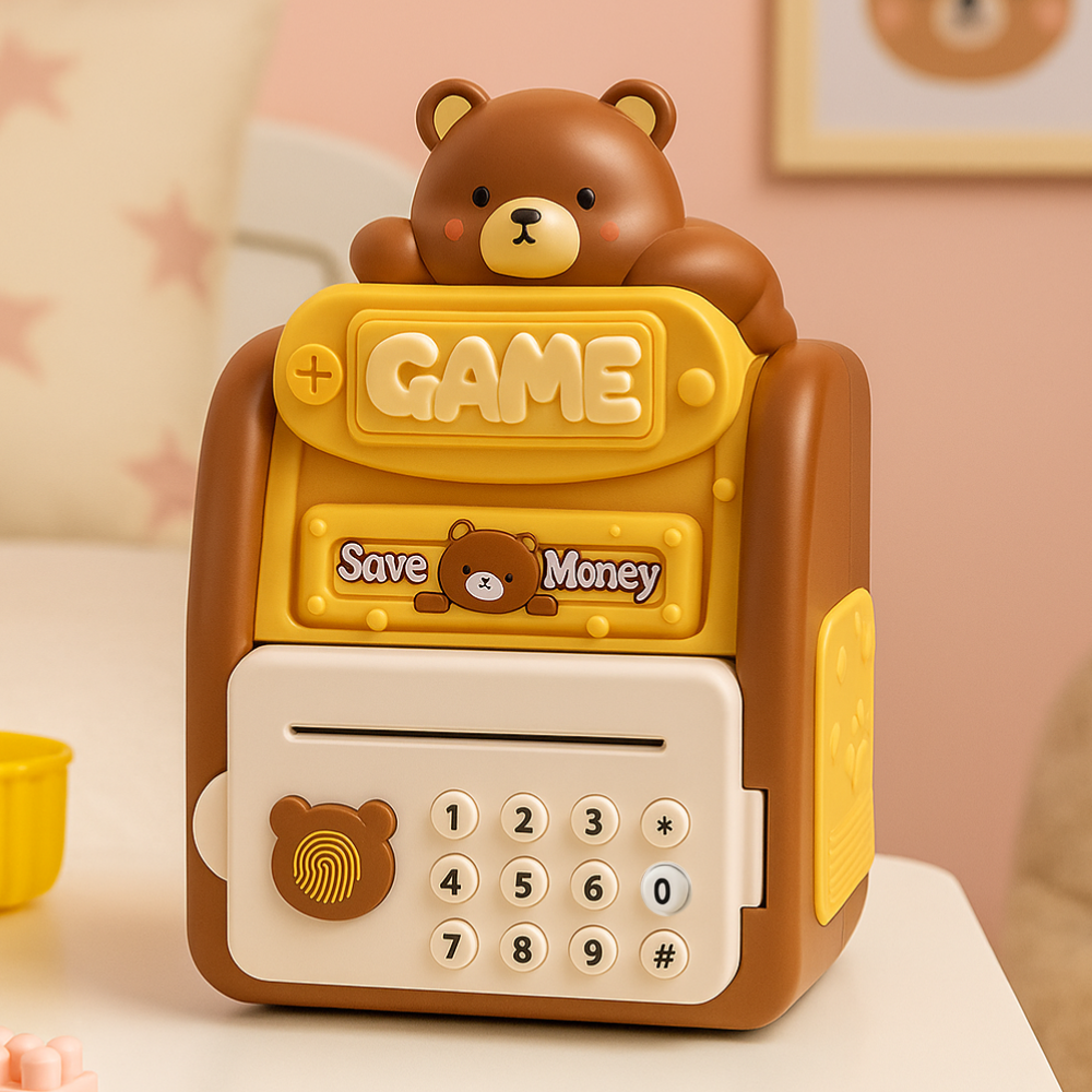 Alcancia Caja Fuerte Kawaii Clave Huella Digital Infantil