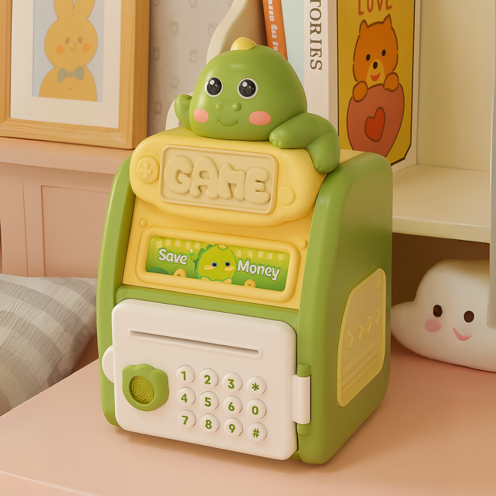 Alcancia Caja Fuerte Kawaii Clave Huella Digital Infantil