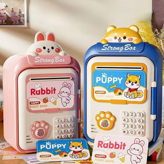 Alcancía Gato Caja Fuerte Kawaii Contraseña Sonido Y Huella