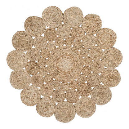 Alfombra Redonda De Yute Todo Circulos Color Natural