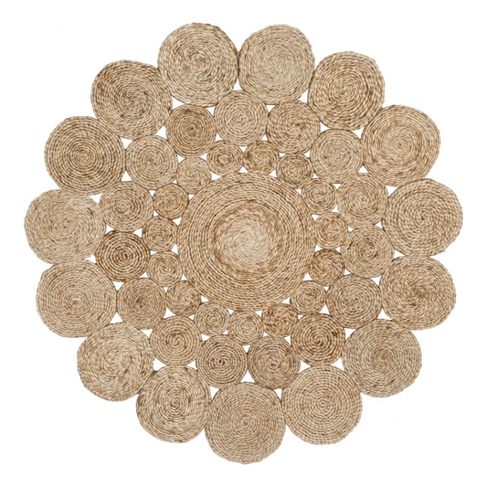 Alfombra Redonda De Yute Todo Circulos Color Natural