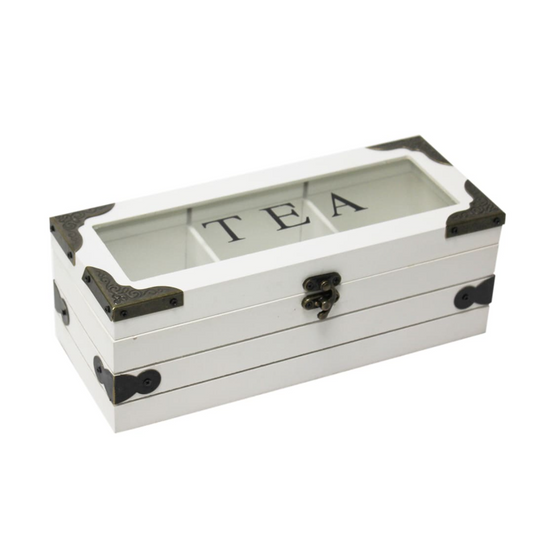 Caja De Te 3 Divisiones Tapa Con Diseño Decorativa Decohogar
