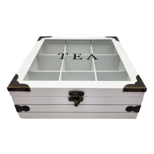 Caja De Té 9 Divisiones Tapa Con Diseño Decorativa