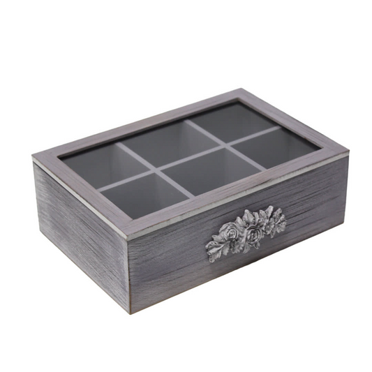 Caja De Te Porta Te Caja De Madera Para Te Gris 6 Divisiones
