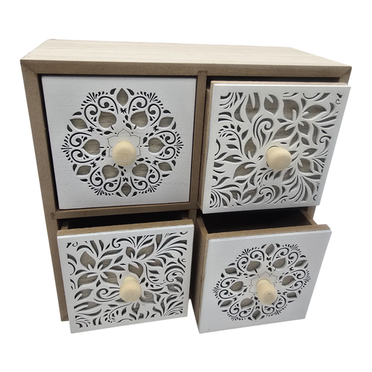 Caja Organizadora Multiuso Joyero Diseño 4 Cajones Blanco