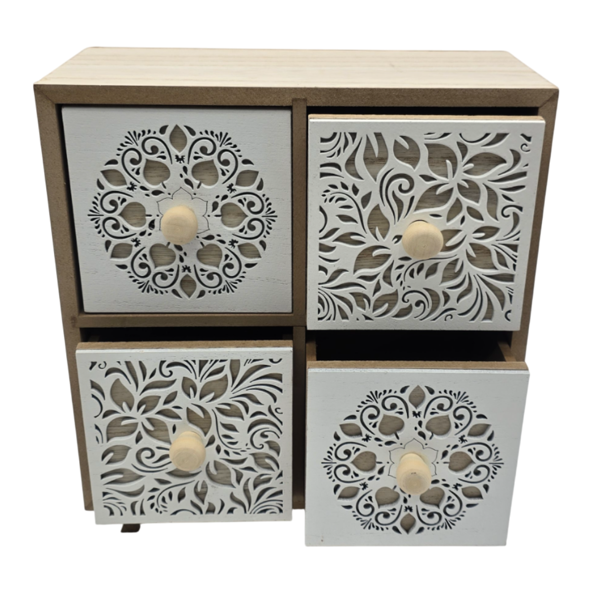 Caja Organizadora Multiuso Joyero Diseño 4 Cajones Blanco