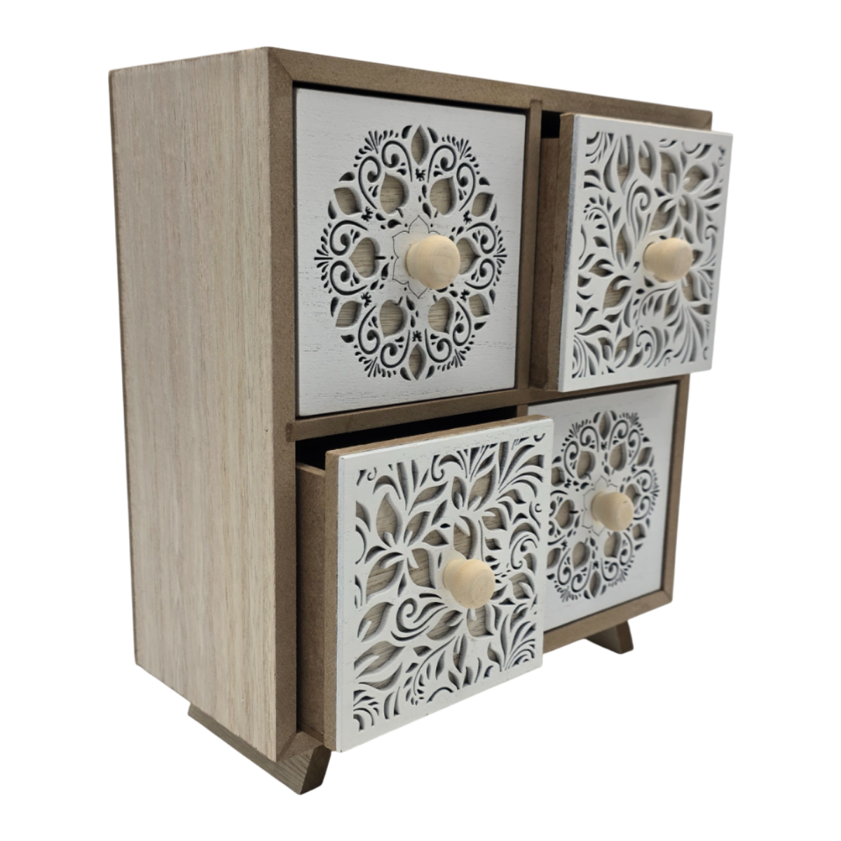 Caja Organizadora Multiuso Joyero Diseño 4 Cajones Blanco