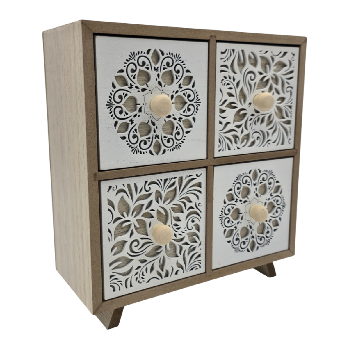 Caja Organizadora Multiuso Joyero Diseño 4 Cajones Blanco