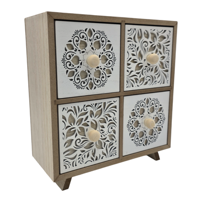 Caja Organizadora Multiuso Joyero Diseño 4 Cajones Blanco