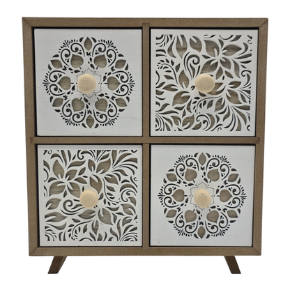 Caja Organizadora Multiuso Joyero Diseño 4 Cajones Blanco