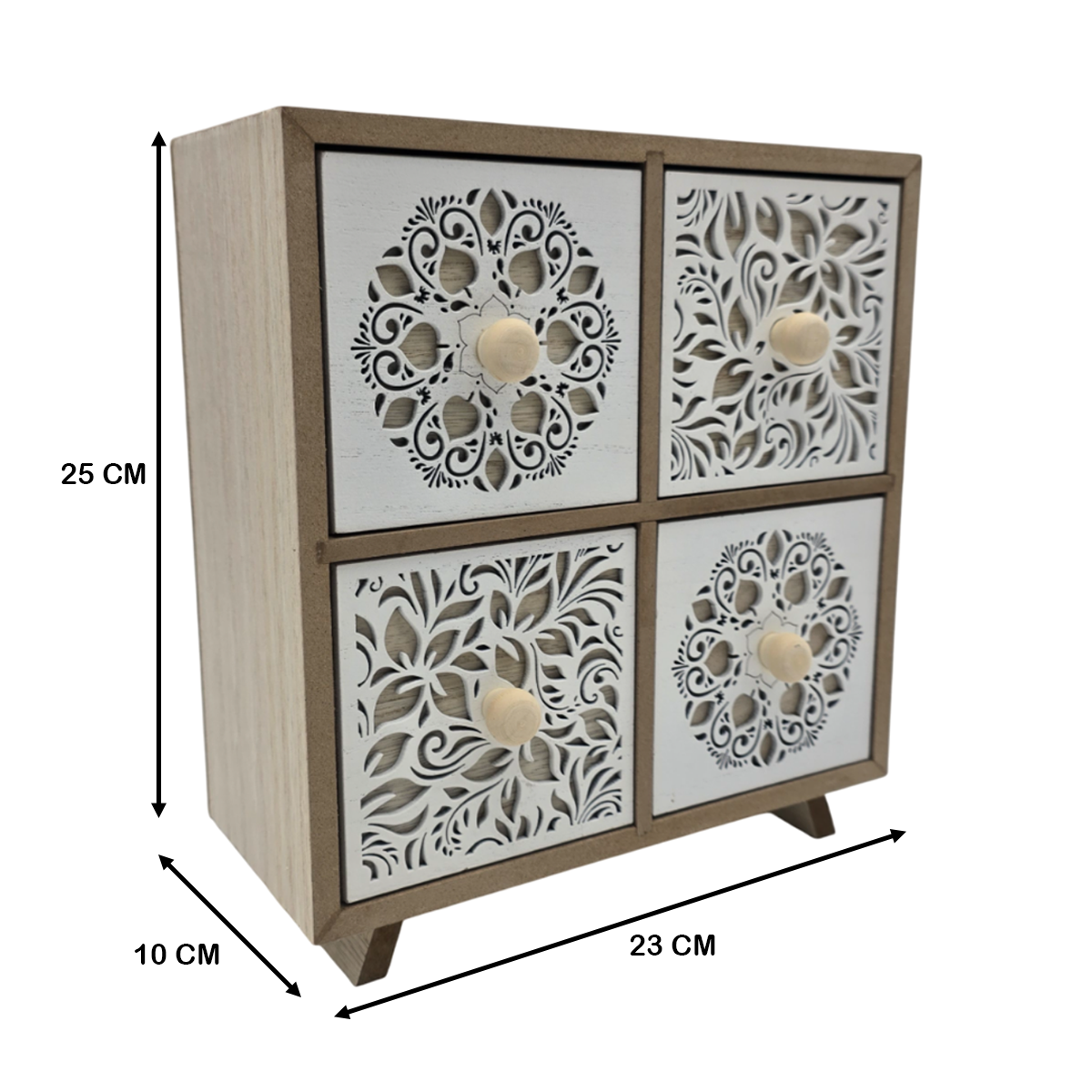 Caja Organizadora Multiuso Joyero Diseño 4 Cajones Blanco