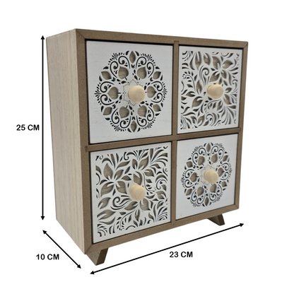 Caja Organizadora Multiuso Joyero Diseño 4 Cajones Blanco