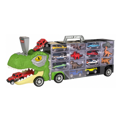 Camion Transportador Porta Autitos y Dinosaurios Juguete