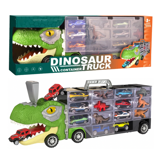 Camion Transportador Porta Autitos y Dinosaurios Juguete