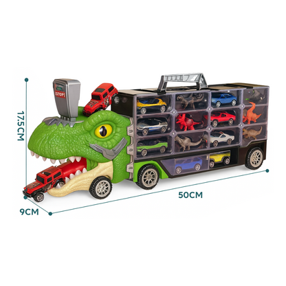 Camion Transportador Porta Autitos y Dinosaurios Juguete