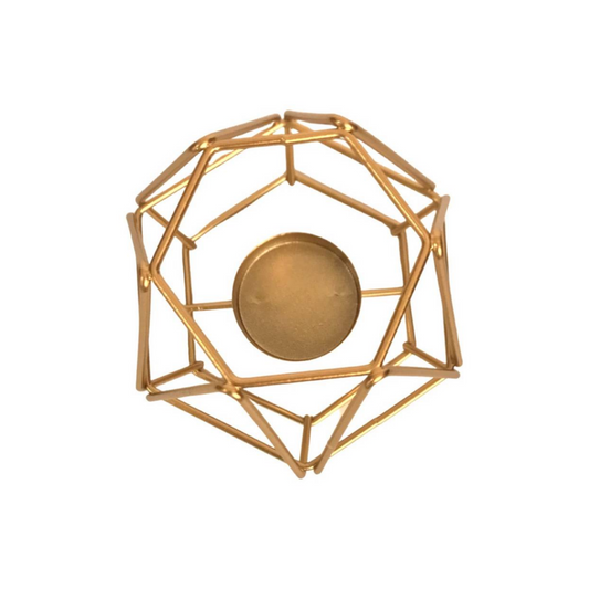 Candelabro Porta Vela Dorado Estilo Geométrico Decorativo