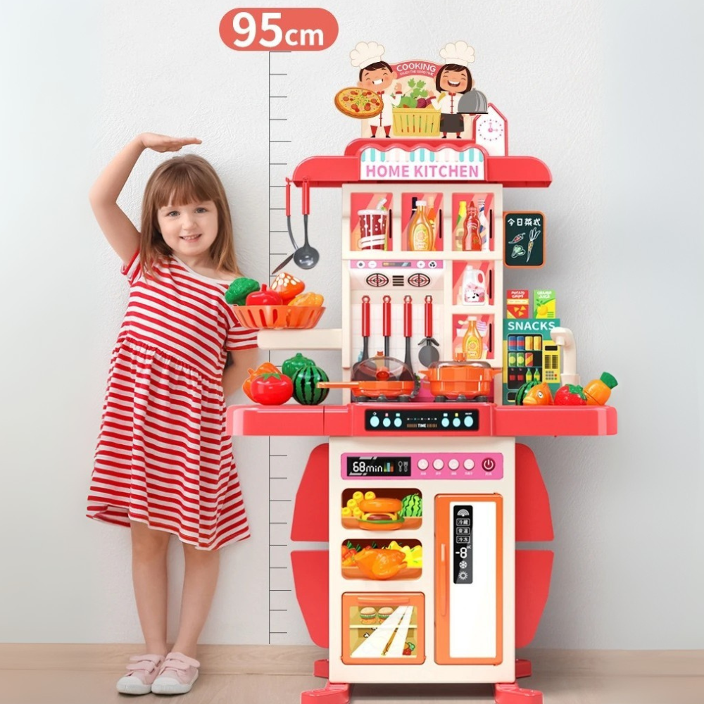 Cocina de Juguete Grande Para Niños 95 Cm Agua Vapor Sonido