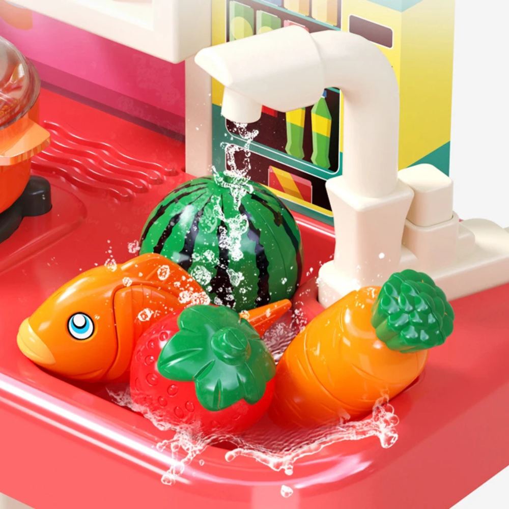 Cocina de Juguete Grande Para Niños 95 Cm Agua Vapor Sonido