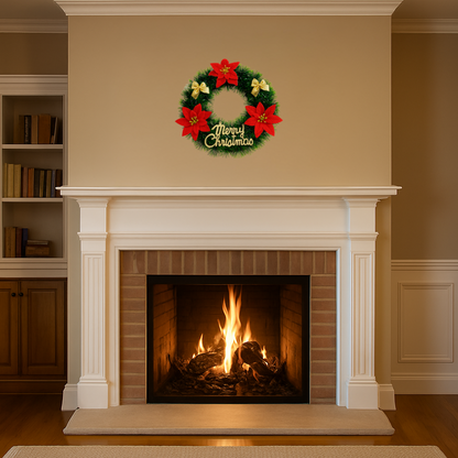 Set 2 Coronas de Navidad 30 Cm Con Flores Decoracion Navideña