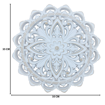 Cuadro De Madera Ornamental Mandala Blanco Decoracion Chico