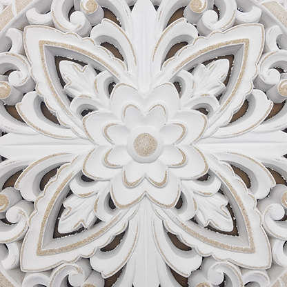 Cuadro De Madera Ornamental Mandala Blanco Decoracion Chico