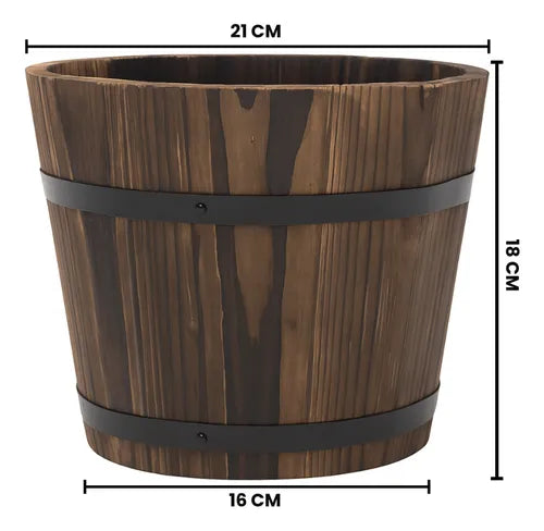 Macetero De Madera Tipo Barril Para Jardin Terraza Planta M
