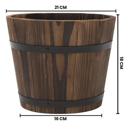 Macetero De Madera Tipo Barril Para Jardin Terraza Planta M