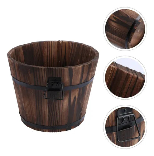 Macetero De Madera Tipo Barril Para Jardin Terraza Planta XL