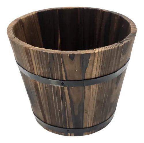 Macetero De Madera Tipo Barril Para Jardin Terraza Planta S