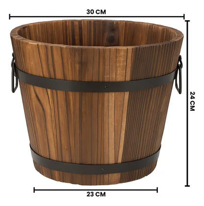 Macetero De Madera Tipo Barril Para Jardin Terraza Planta XL