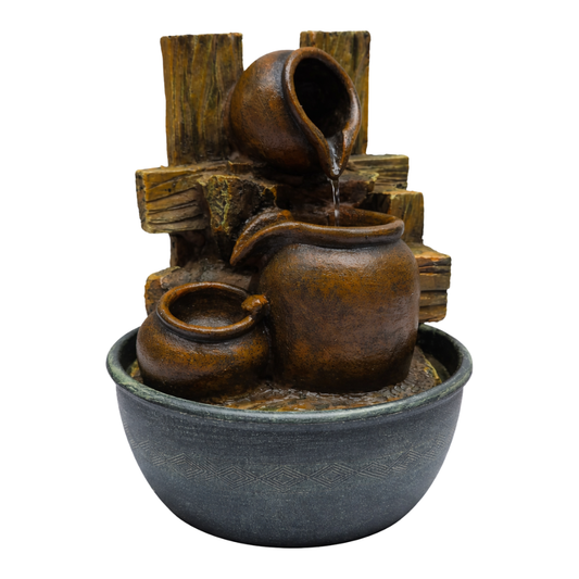 Escultura Cantaros De Greda Fuente De Agua Led De Poliresina