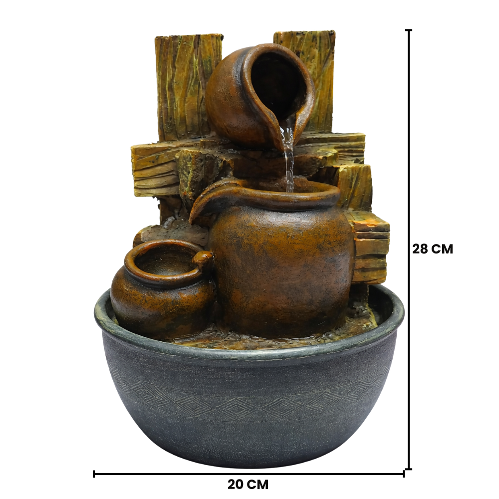 Escultura Cantaros De Greda Fuente De Agua Led De Poliresina