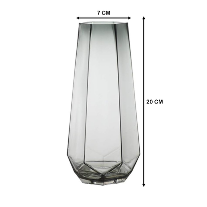 Florero Decorativo Geometrico Hexagonal De Vidrio Oscuro S