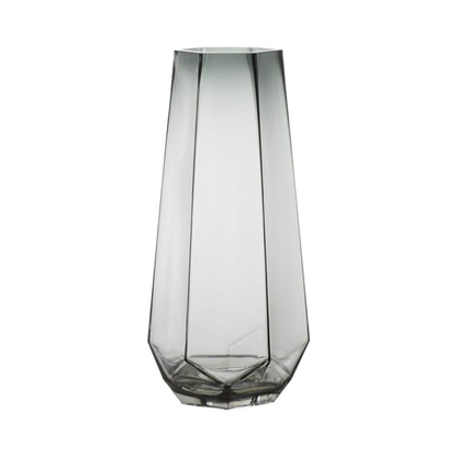 Florero Decorativo Geometrico Hexagonal De Vidrio Oscuro S