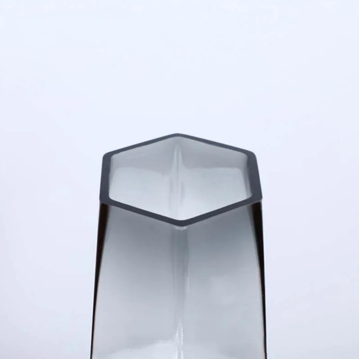Florero Decorativo Geometrico Hexagonal De Vidrio Oscuro S
