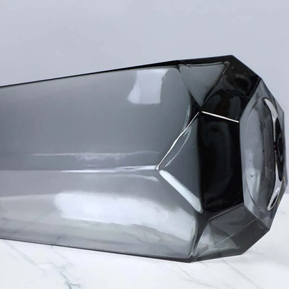 Florero Decorativo Geometrico Hexagonal De Vidrio Oscuro S