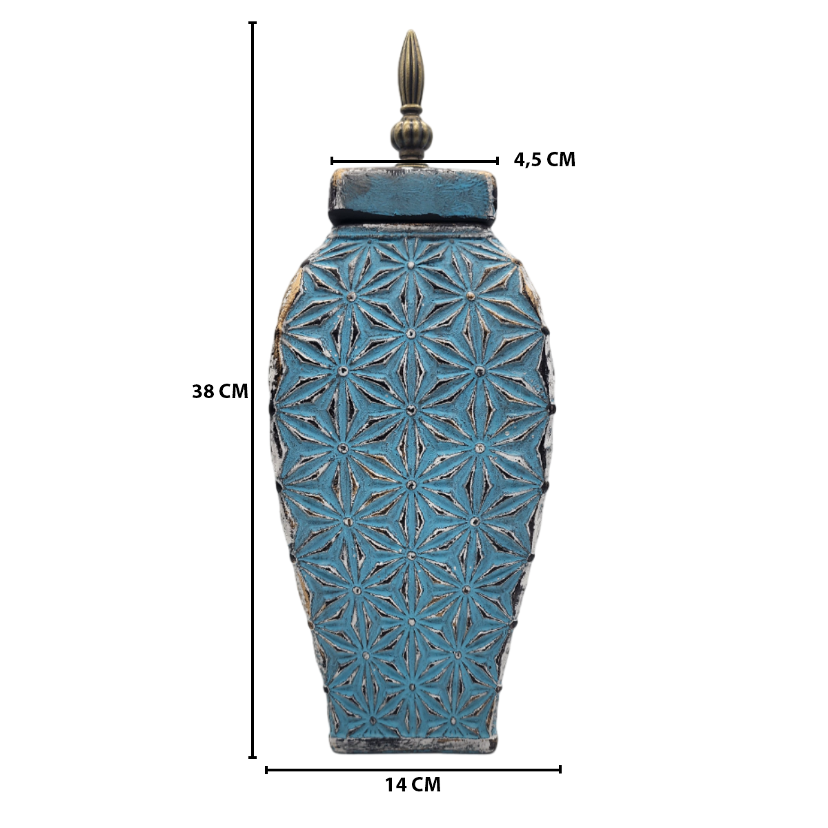 Florero Jarron De Cerámica Azul Envejecido Antiguo Alargado